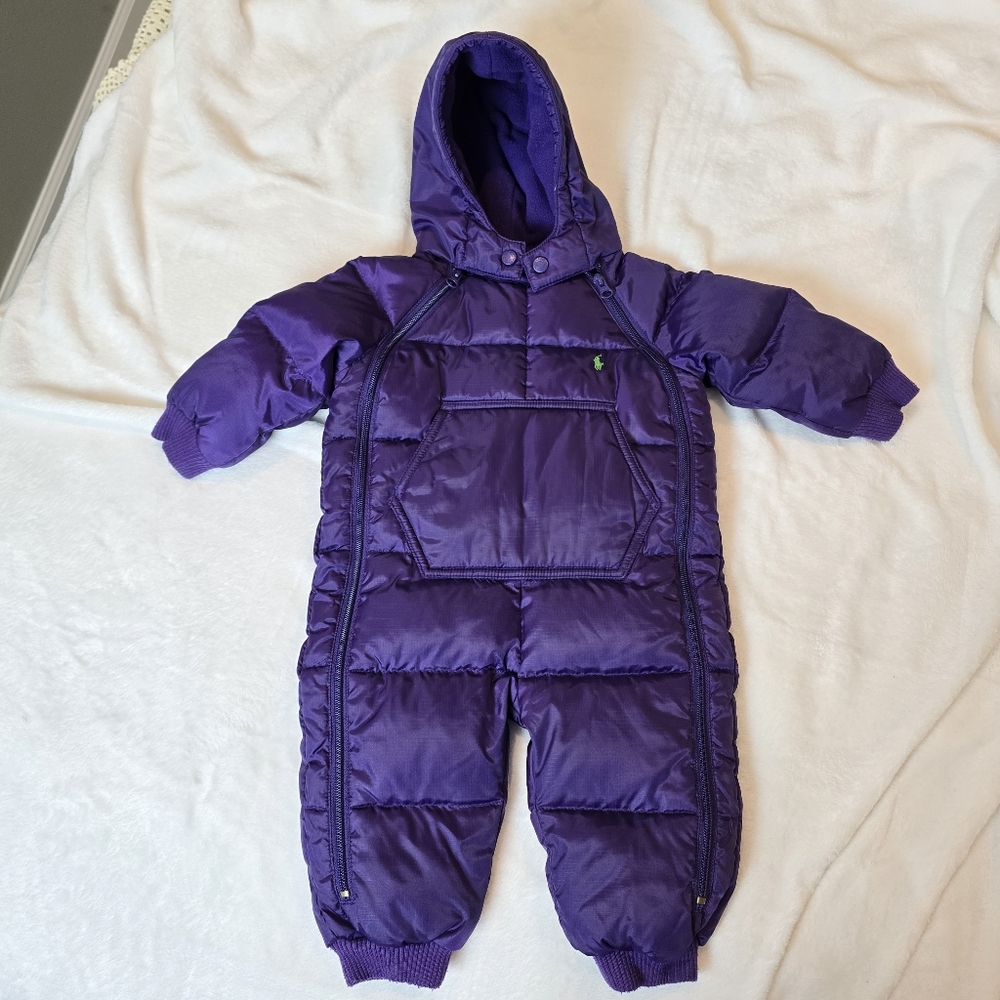 Polo Ralph Lauren Infant Puffer Down Filled Snowsuit Bunting Purple 12 months